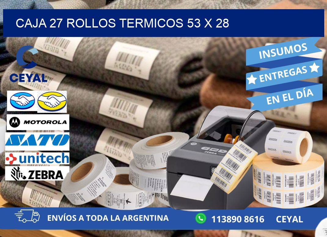 CAJA 27 ROLLOS TERMICOS 53 x 28