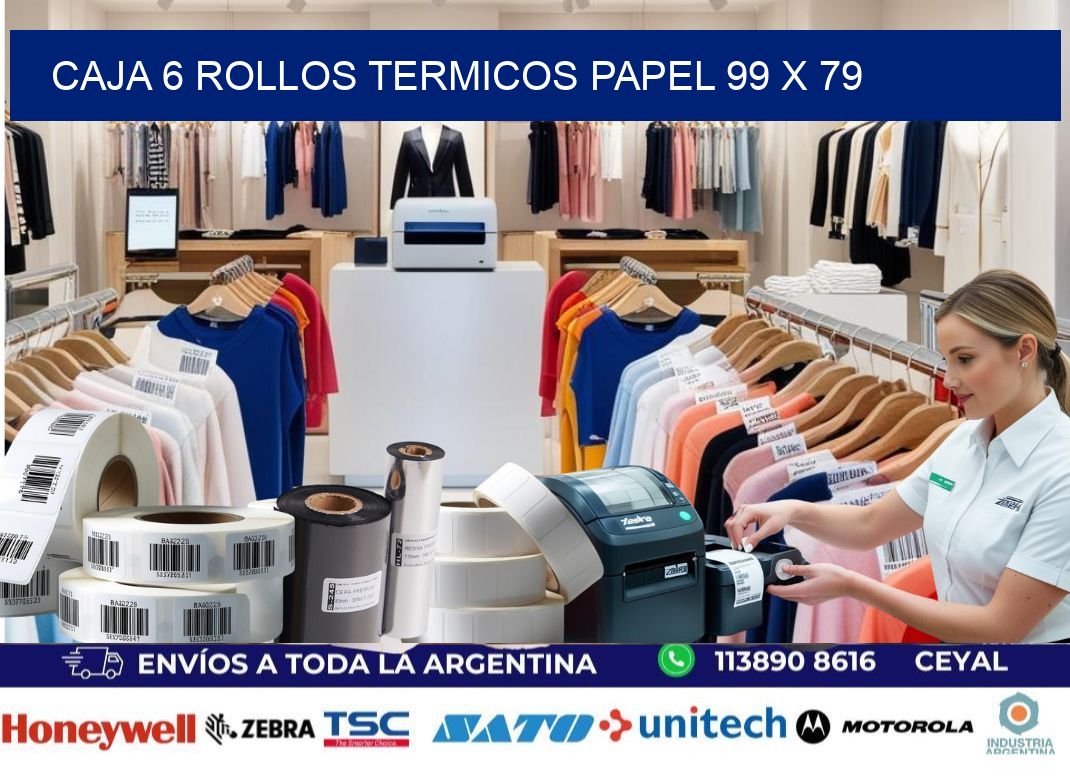 CAJA 6 ROLLOS TERMICOS PAPEL 99 x 79