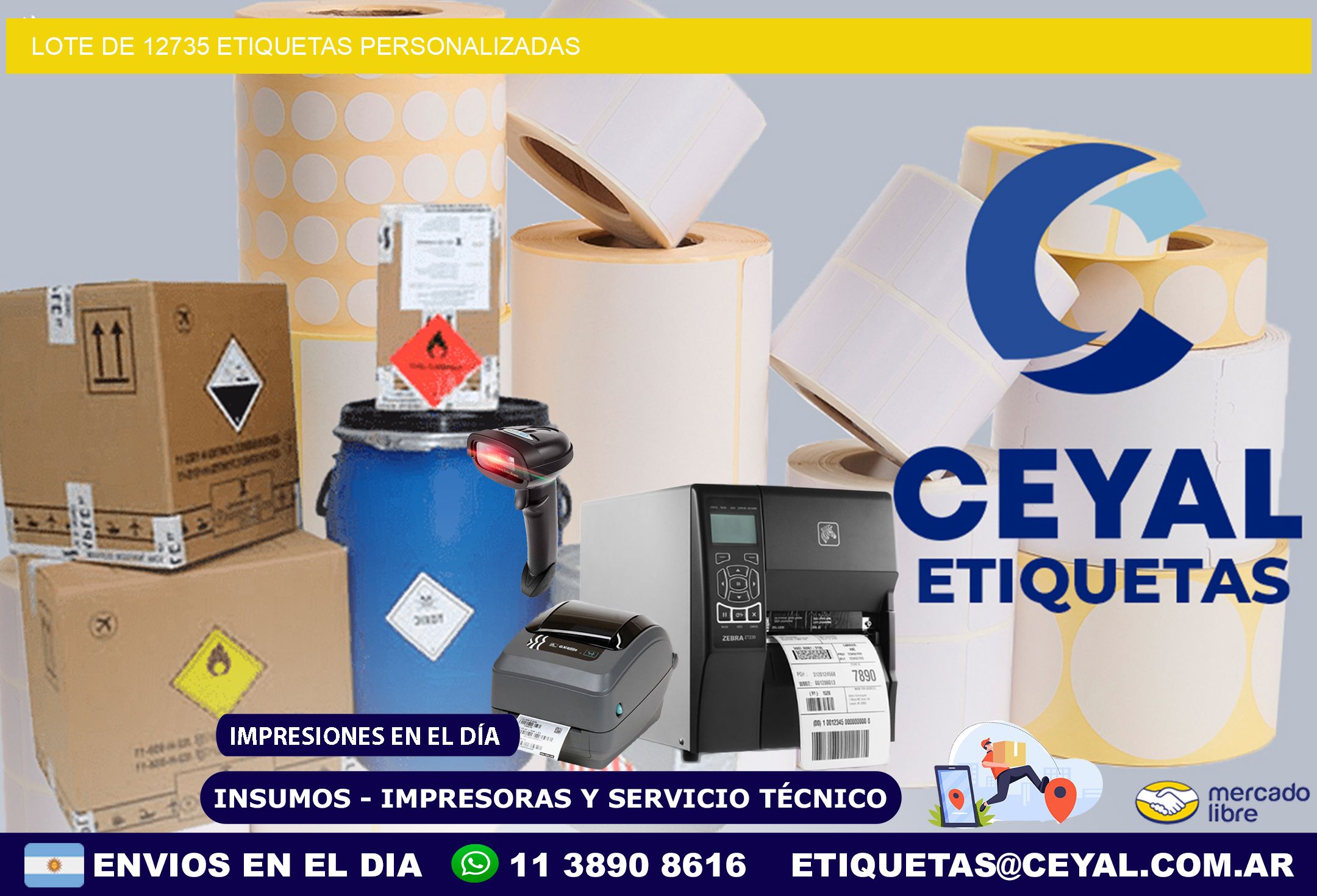 Lote de 12735 etiquetas personalizadas