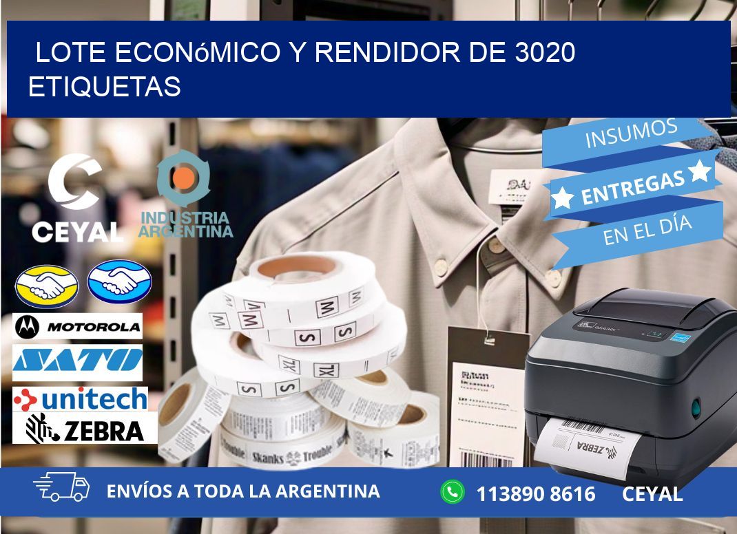 Lote económico y rendidor de 3020 etiquetas