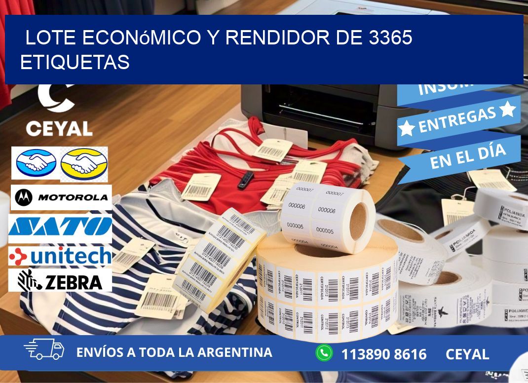 Lote económico y rendidor de 3365 etiquetas