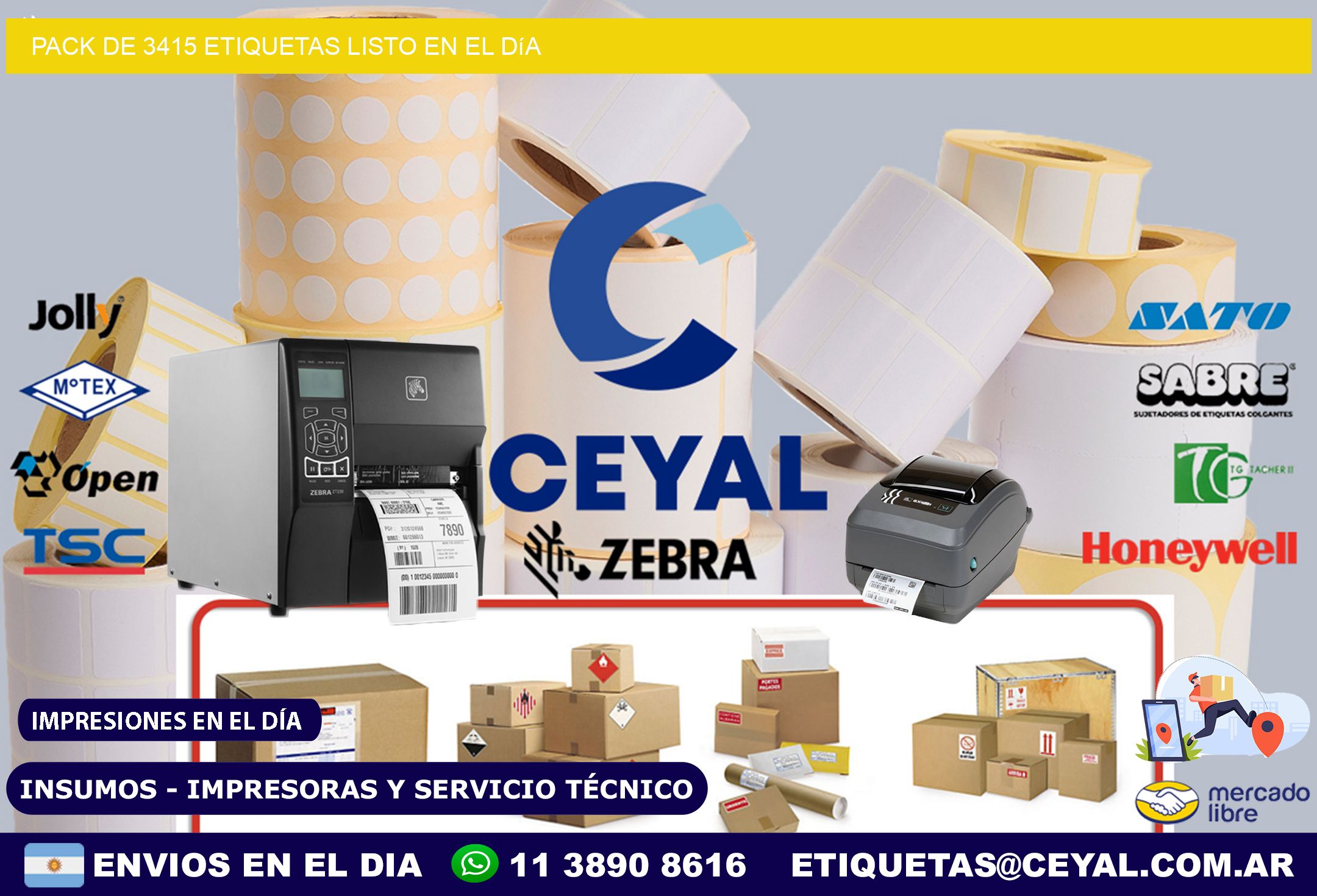 Pack de 3415 etiquetas listo en el día
