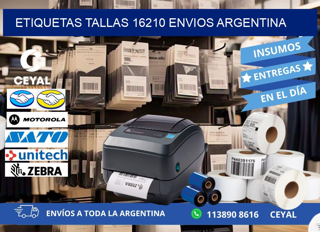 etiquetas tallas 16210 ENVIOS ARGENTINA