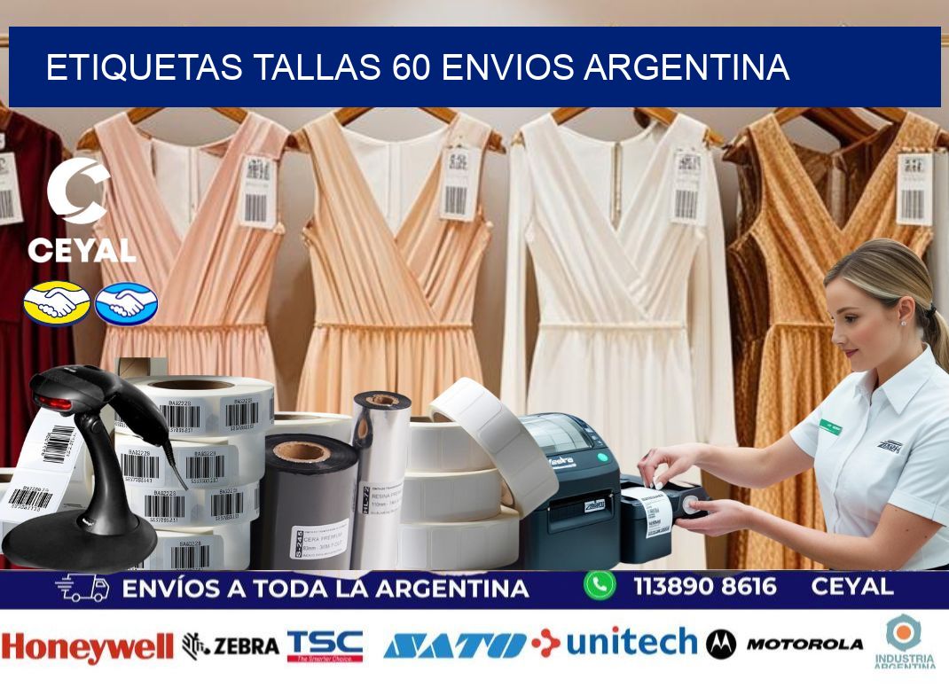 etiquetas tallas 60 ENVIOS ARGENTINA