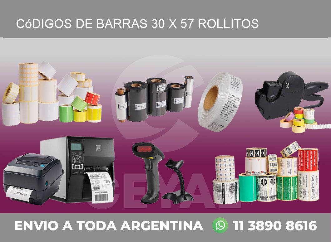 Códigos de Barras 30 x 57 rollitos - Etiquetas Frontal