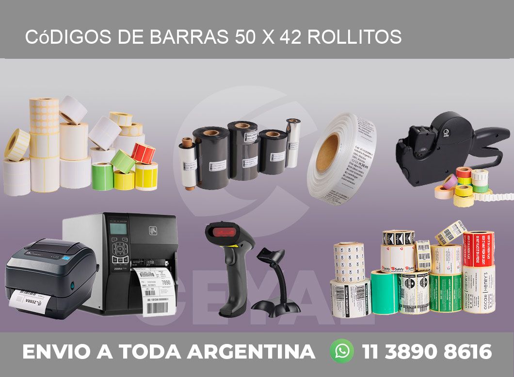 Códigos de Barras 50 x 42 rollitos - Etiquetas Frontal