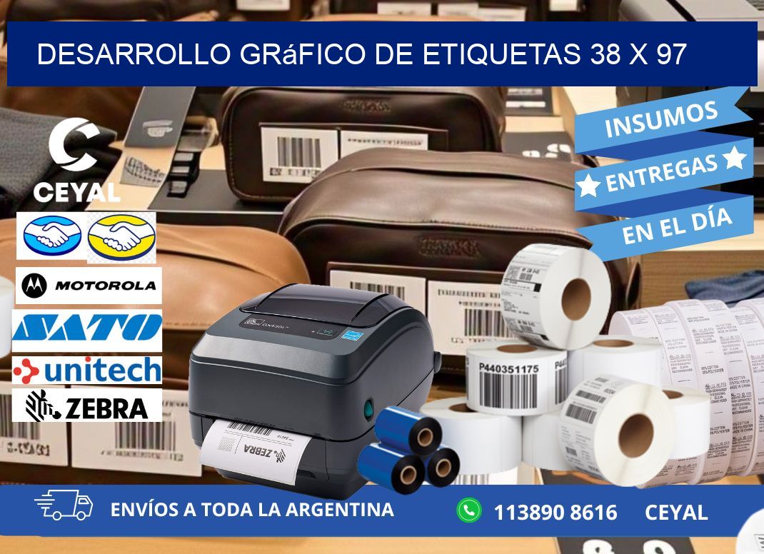 Desarrollo gráfico de etiquetas 38 x 97