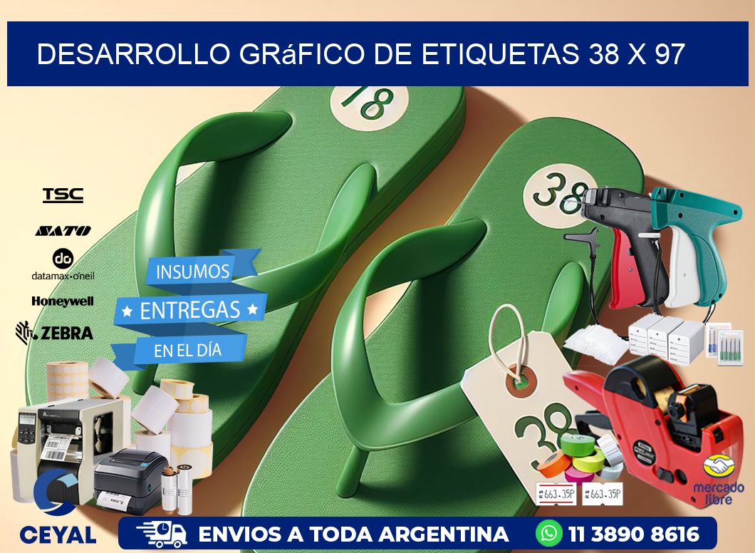 Desarrollo gráfico de etiquetas 38 x 97