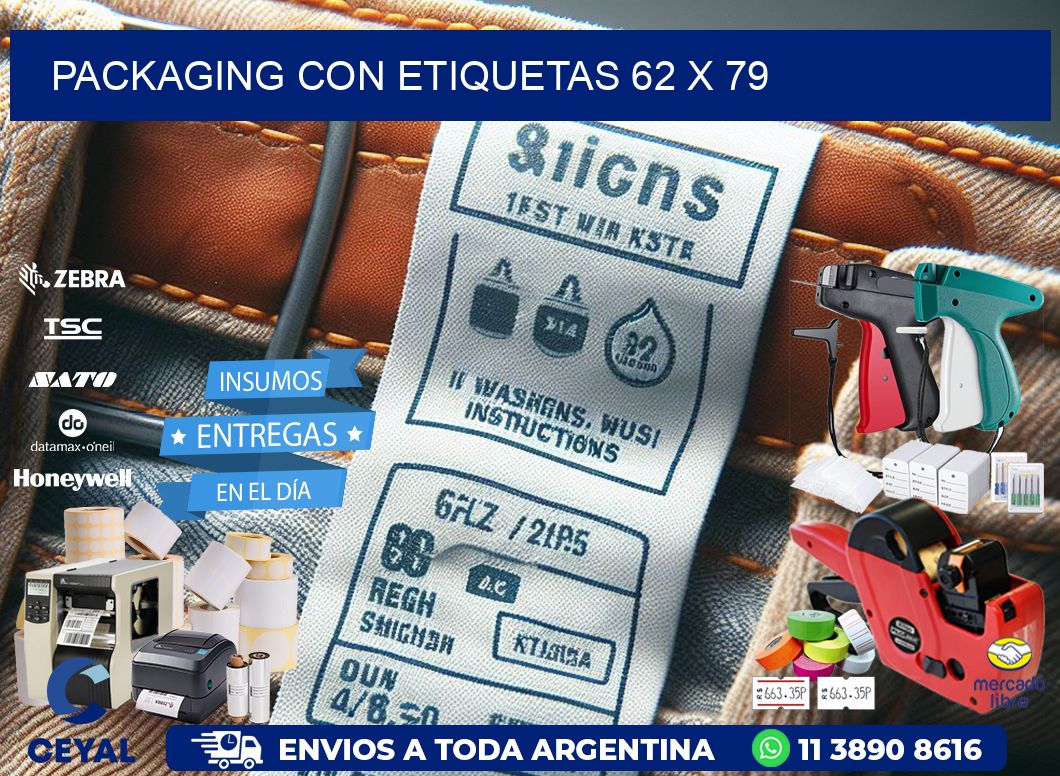 Packaging con etiquetas 62 x 79