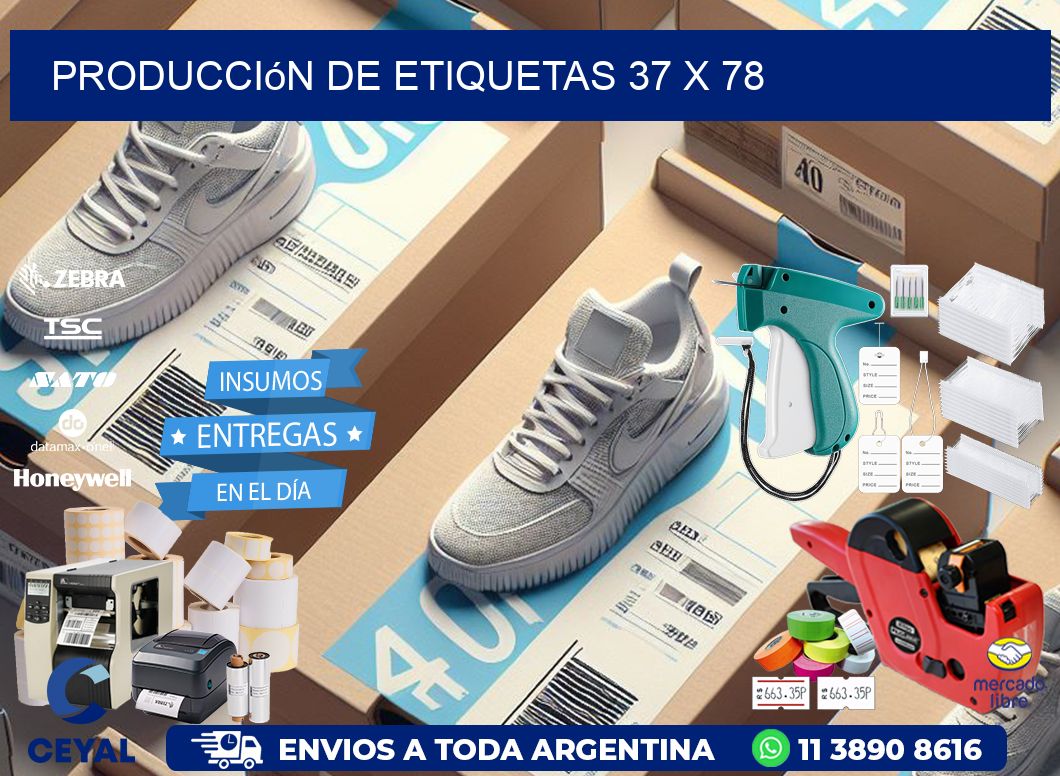Producción de etiquetas 37 x 78