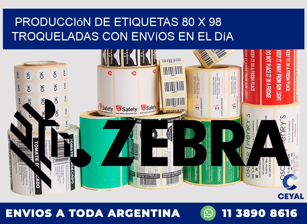 Producción de etiquetas 80 x 98 troqueladas con envíos en el día