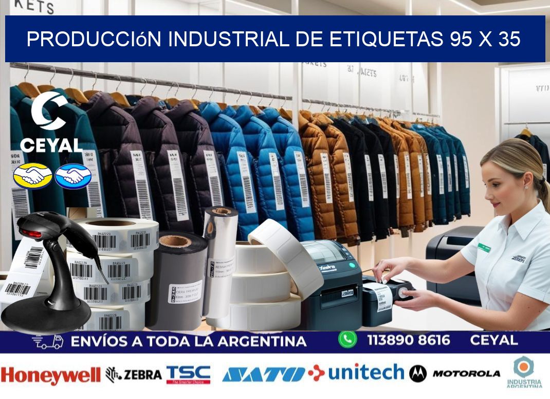 Producción industrial de etiquetas 95 x 35