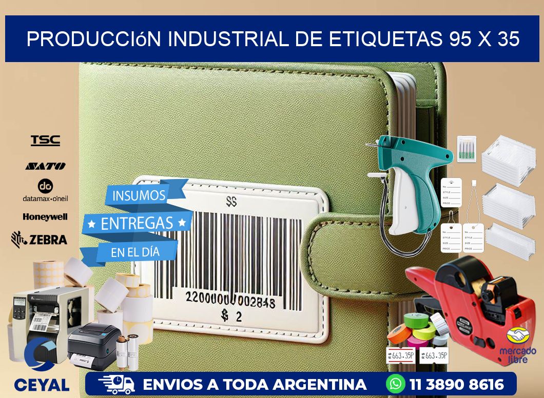 Producción industrial de etiquetas 95 x 35