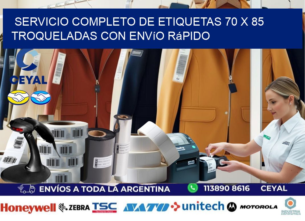 Servicio completo de etiquetas 70 x 85 troqueladas con envío rápido