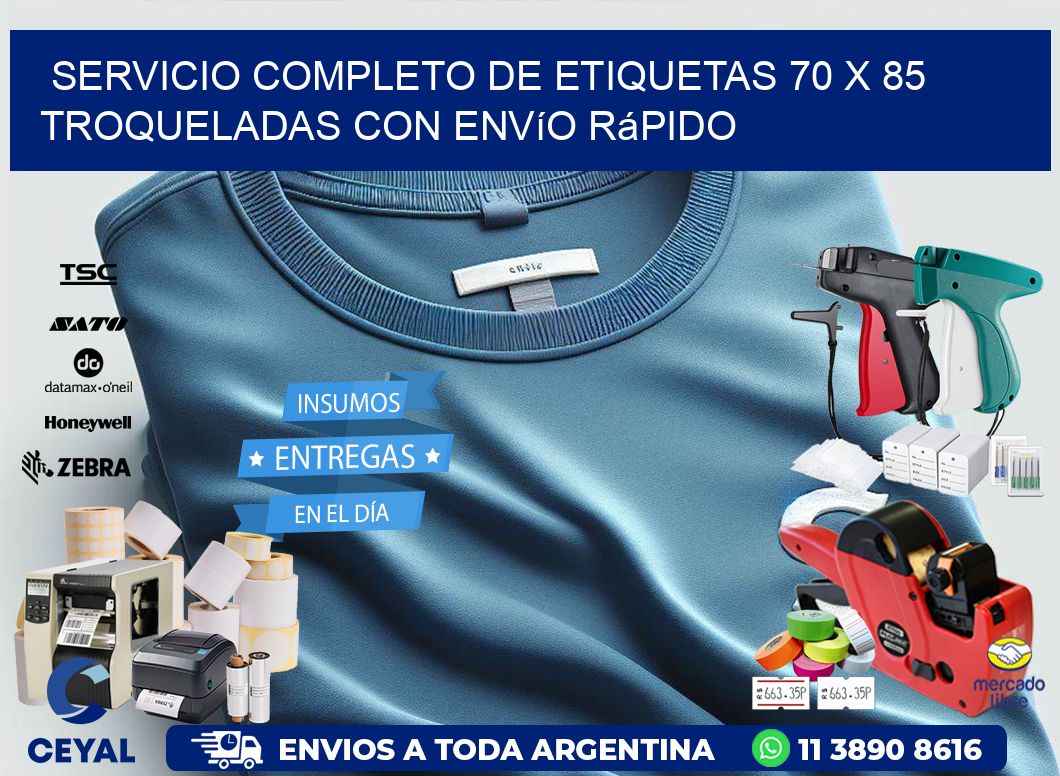 Servicio completo de etiquetas 70 x 85 troqueladas con envío rápido