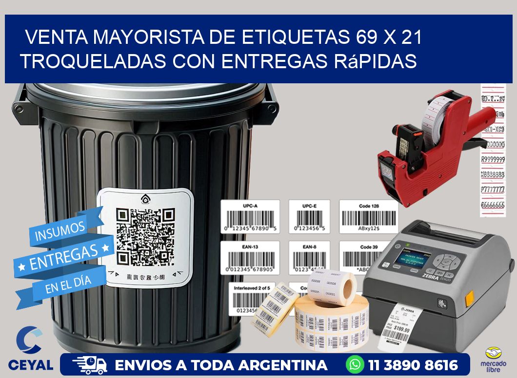 Venta mayorista de etiquetas 69 x 21 troqueladas con entregas rápidas
