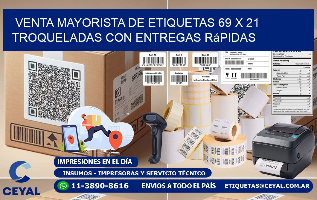 Venta mayorista de etiquetas 69 x 21 troqueladas con entregas rápidas