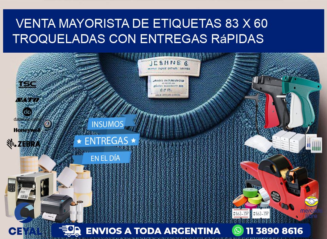 Venta mayorista de etiquetas 83 x 60 troqueladas con entregas rápidas