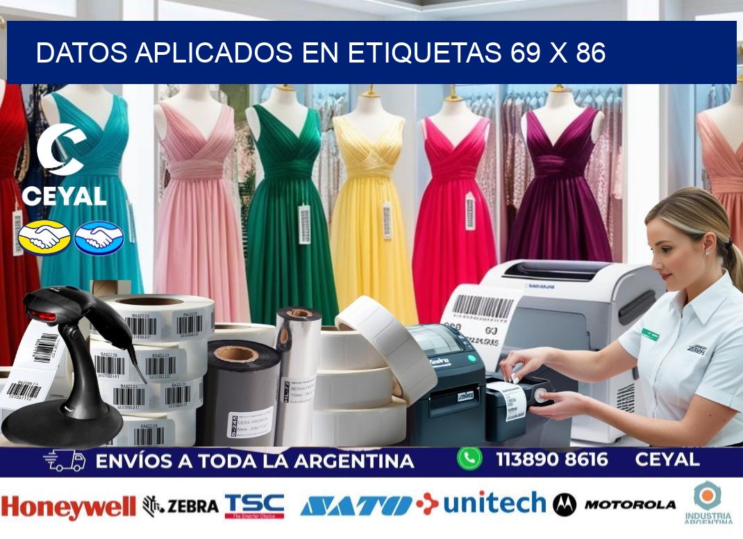 datos aplicados en etiquetas 69 x 86