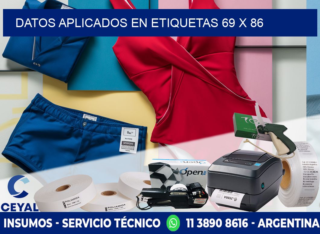 datos aplicados en etiquetas 69 x 86