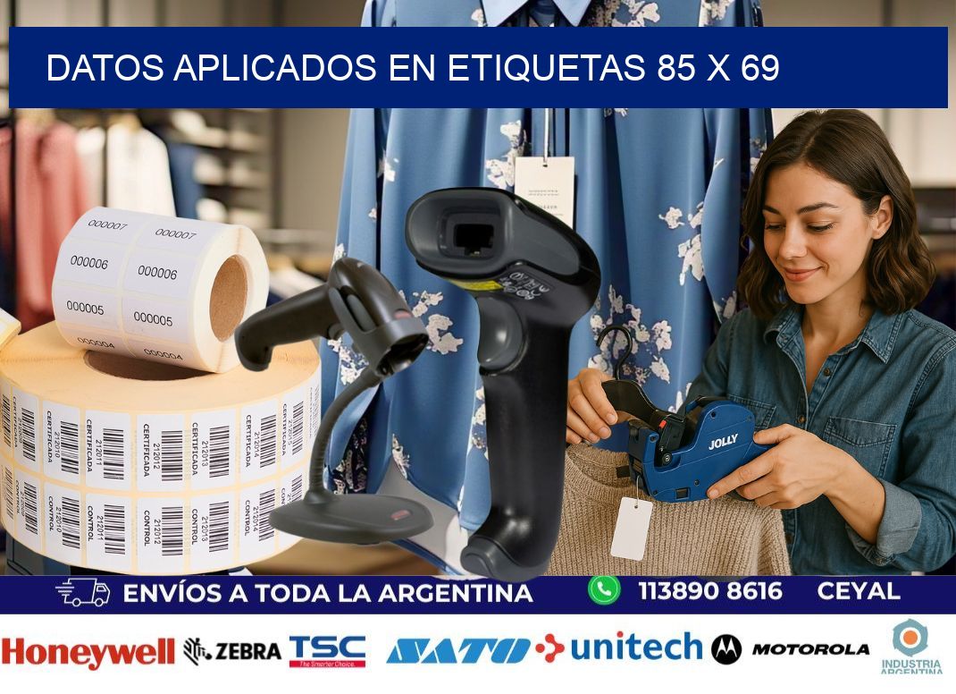 datos aplicados en etiquetas 85 x 69