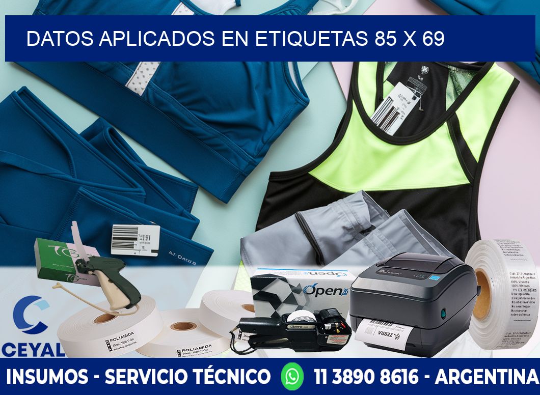 datos aplicados en etiquetas 85 x 69