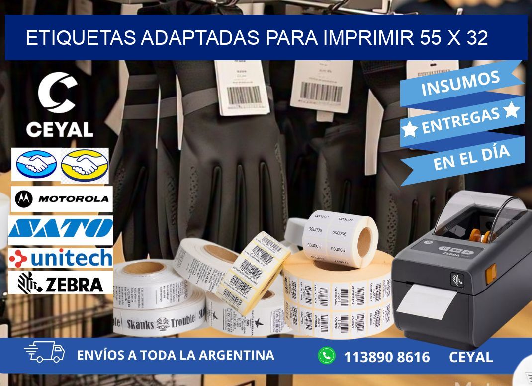 etiquetas adaptadas para imprimir 55 x 32