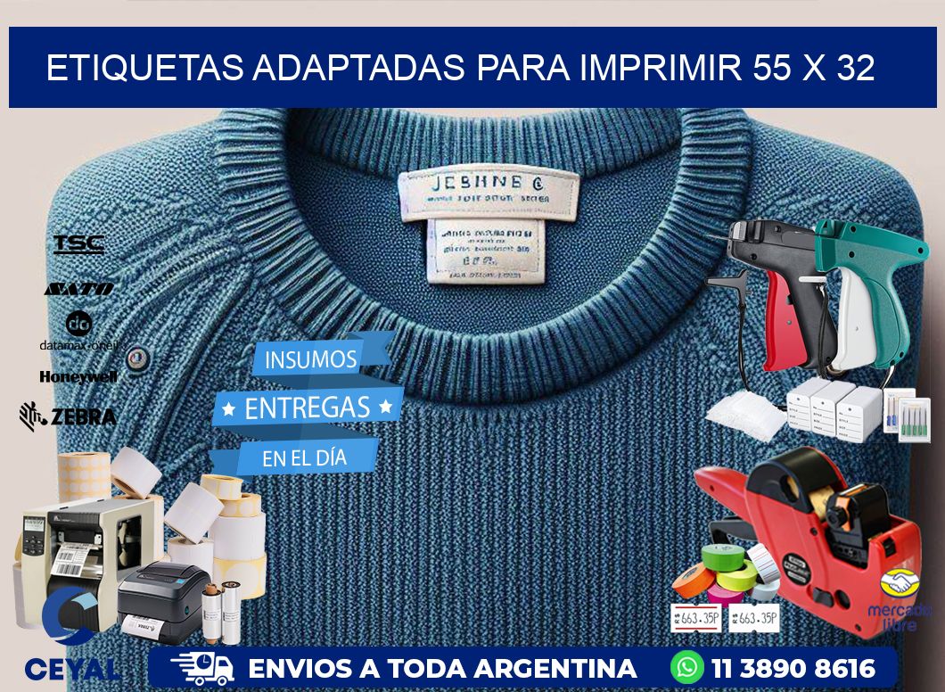 etiquetas adaptadas para imprimir 55 x 32