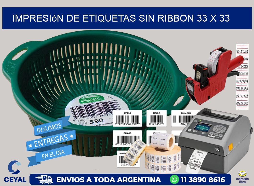 impresión de etiquetas sin ribbon 33 x 33