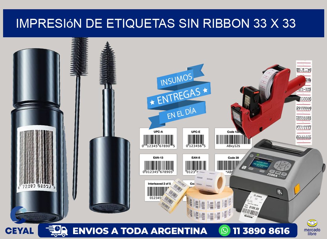 impresión de etiquetas sin ribbon 33 x 33