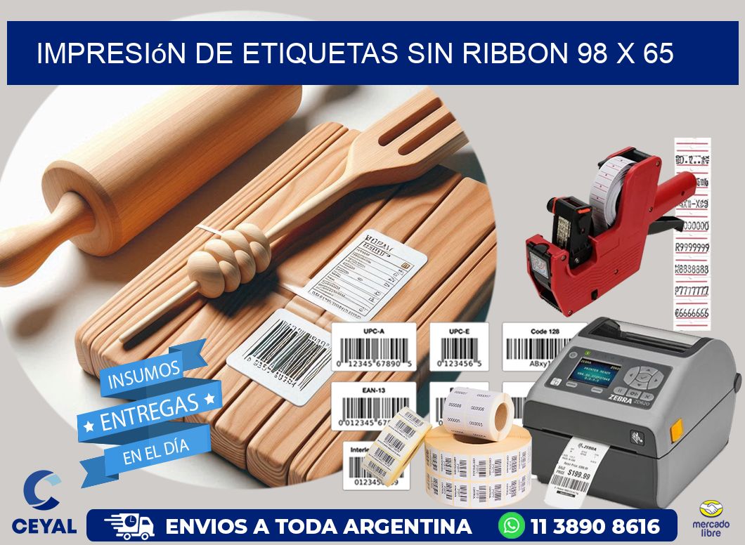 impresión de etiquetas sin ribbon 98 x 65