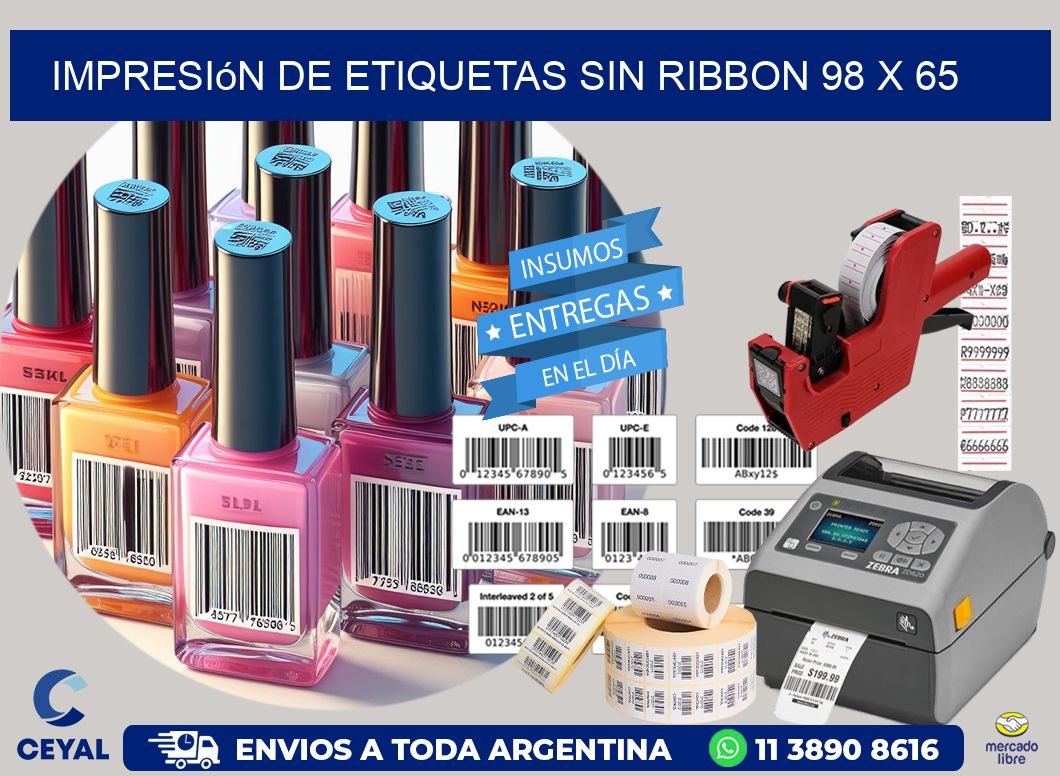 impresión de etiquetas sin ribbon 98 x 65