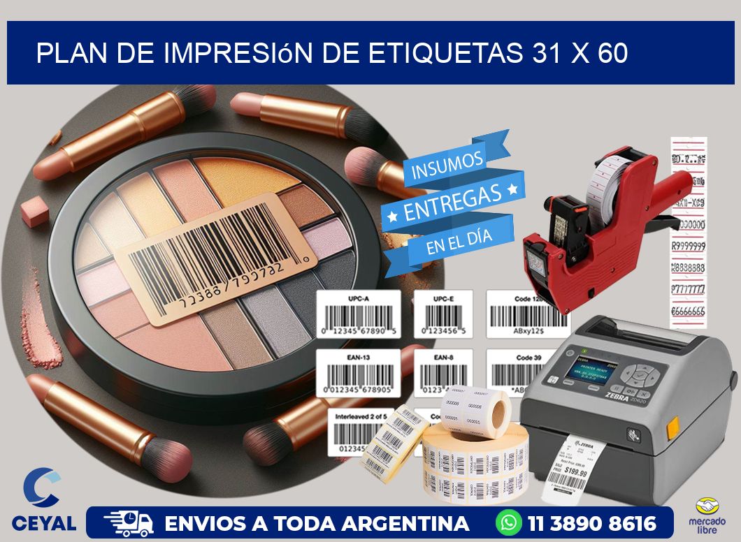 plan de impresión de etiquetas 31 x 60
