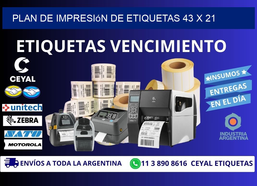 plan de impresión de etiquetas 43 x 21