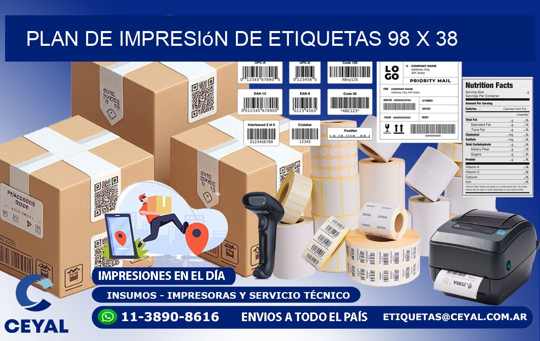 plan de impresión de etiquetas 98 x 38