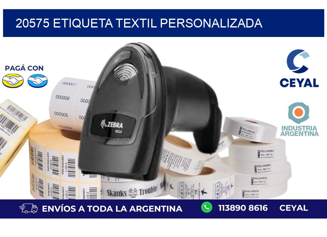 20575 Etiqueta textil personalizada