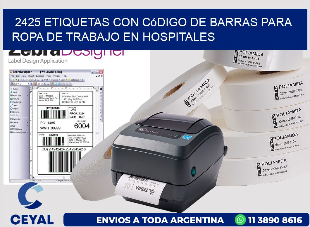 2425 Etiquetas con código de barras para ropa de trabajo en hospitales