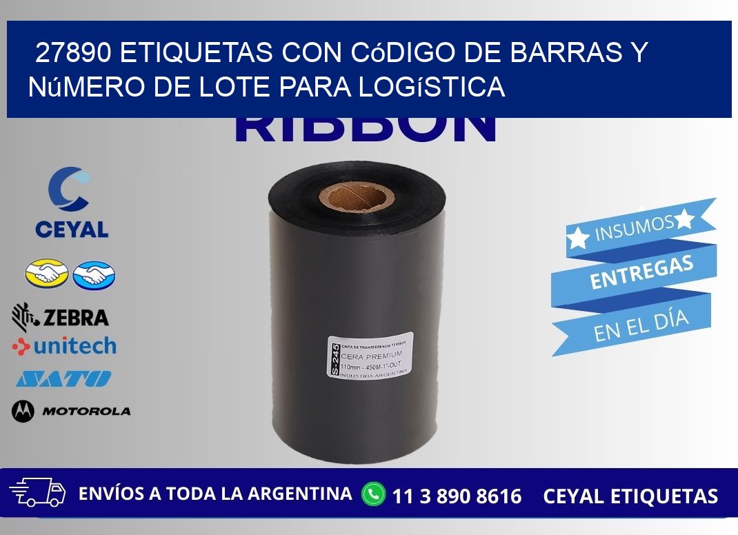 27890 etiquetas con código de barras y número de lote para logística