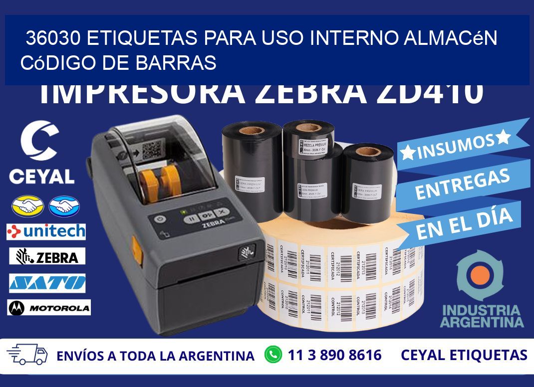 36030 etiquetas para uso interno almacén código de barras
