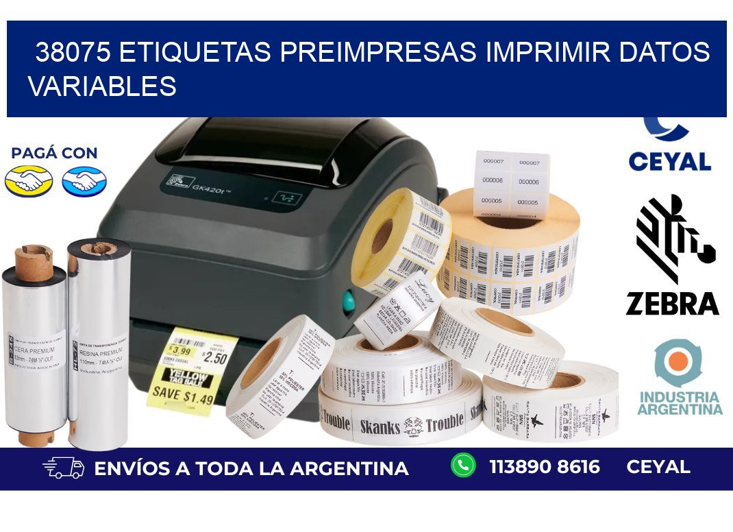 38075 Etiquetas preimpresas imprimir datos variables