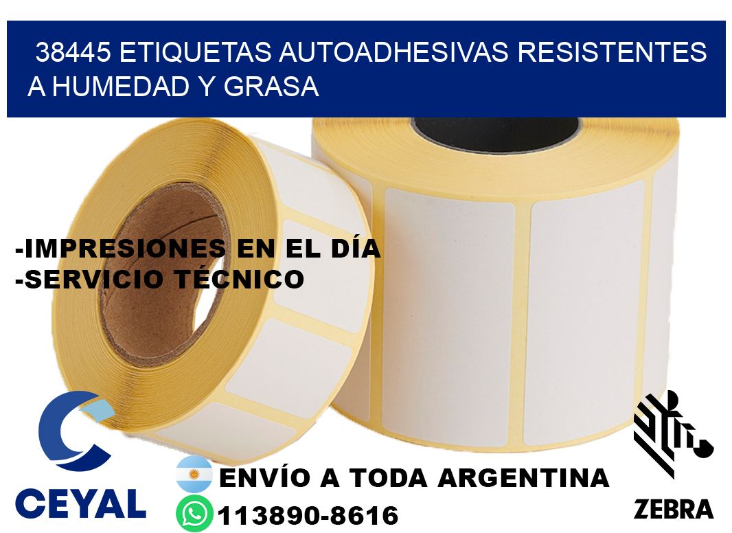 38445 etiquetas autoadhesivas resistentes a humedad y grasa
