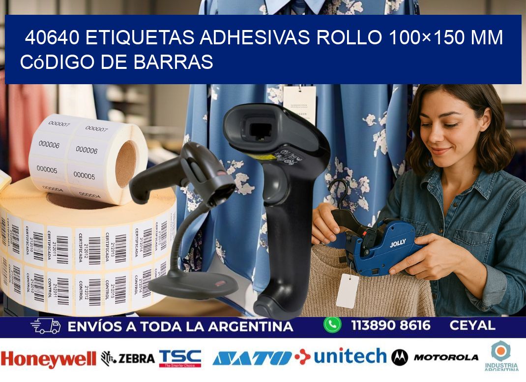 40640 etiquetas adhesivas rollo 100×150 mm código de barras