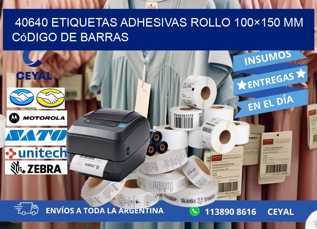 40640 etiquetas adhesivas rollo 100×150 mm código de barras