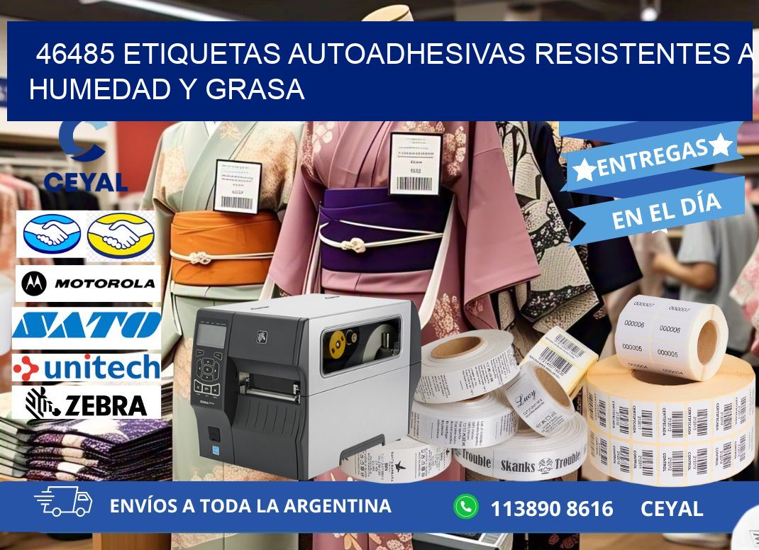 46485 etiquetas autoadhesivas resistentes a humedad y grasa