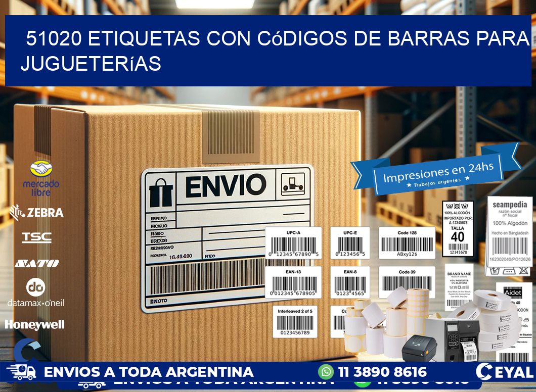 51020 etiquetas con códigos de barras para jugueterías