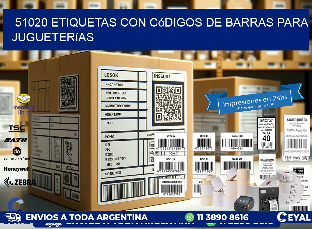51020 etiquetas con códigos de barras para jugueterías