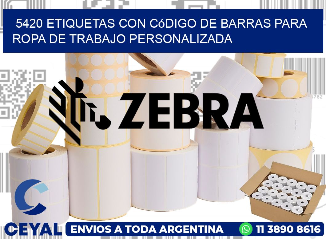 5420 Etiquetas con código de barras para ropa de trabajo personalizada