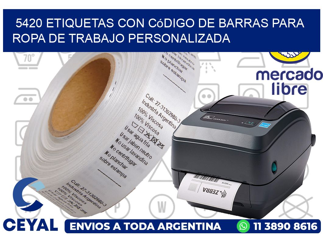 5420 Etiquetas con código de barras para ropa de trabajo personalizada