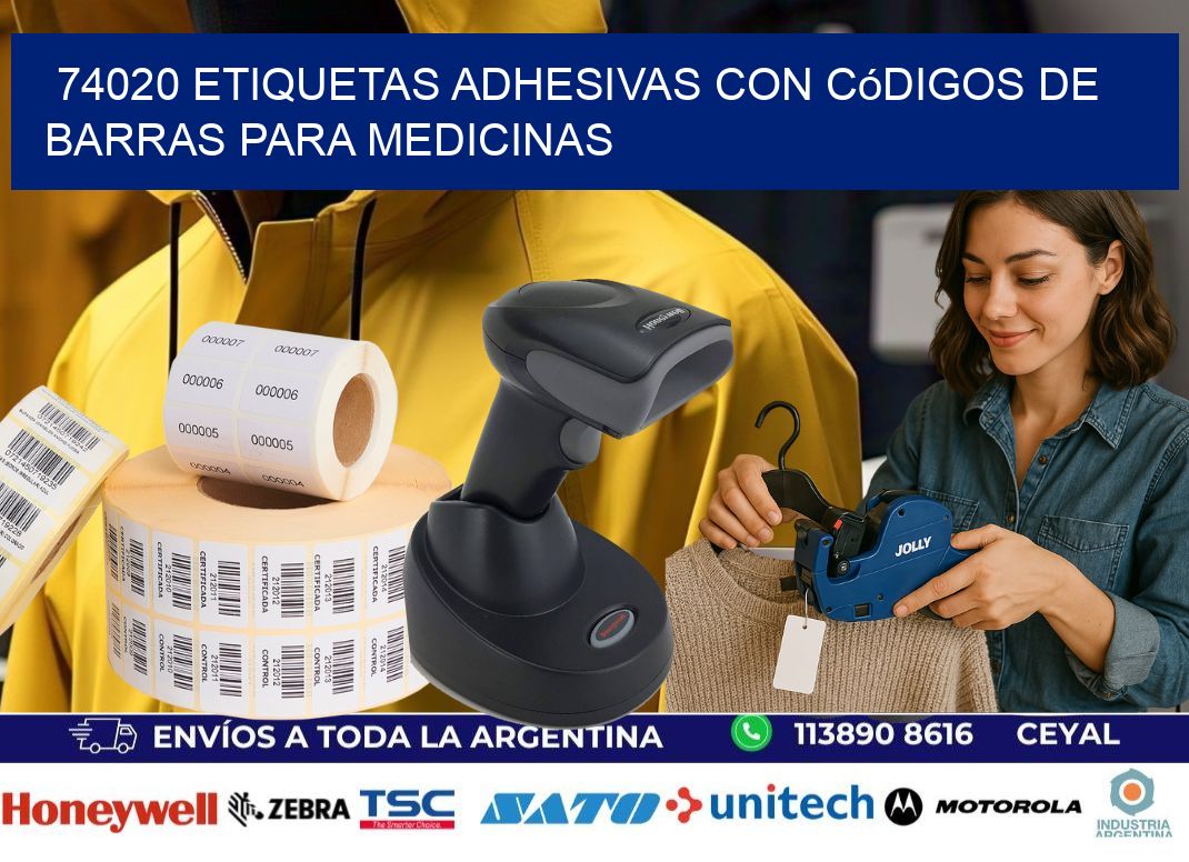 74020 etiquetas adhesivas con códigos de barras para medicinas
