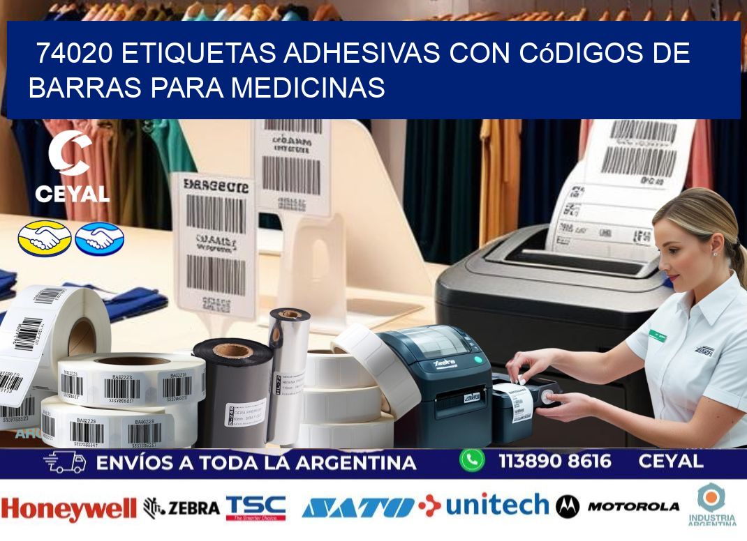 74020 etiquetas adhesivas con códigos de barras para medicinas